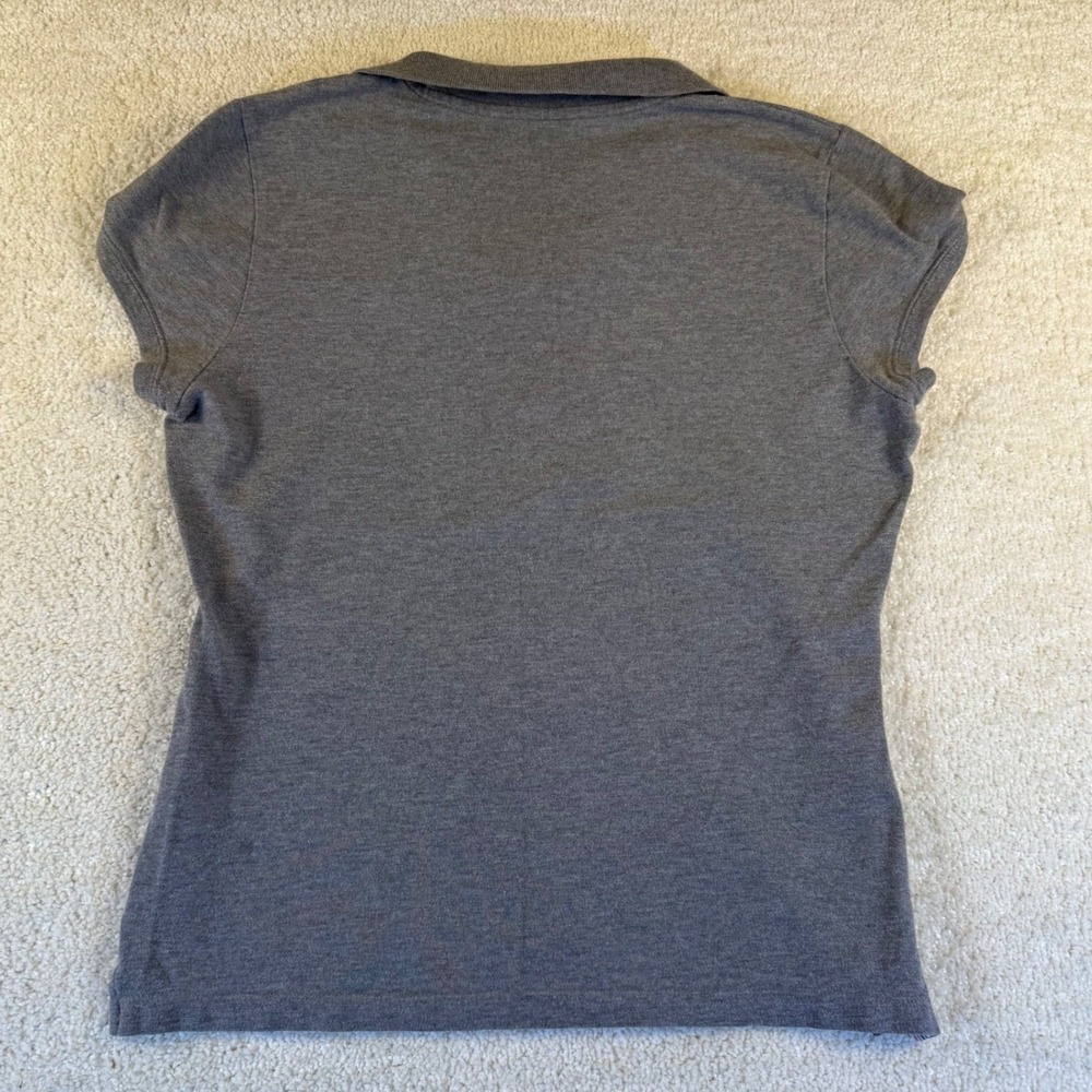 VTG Y2K Aeropostale‎ Womens XL Gray Polo Shirt Butterfly Embroidered Top Casual - Picture 2 of 6
